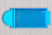 Atlantic 8 Patio Bay fibreglass pool shell viewed from above