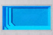 Ibiza 6 fibreglass pool shell viewed from above