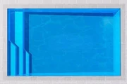 Pacific 6 Bay fibreglass pool shell viewed from above