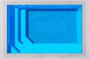 Santorini fibreglass pool shell viewed from above